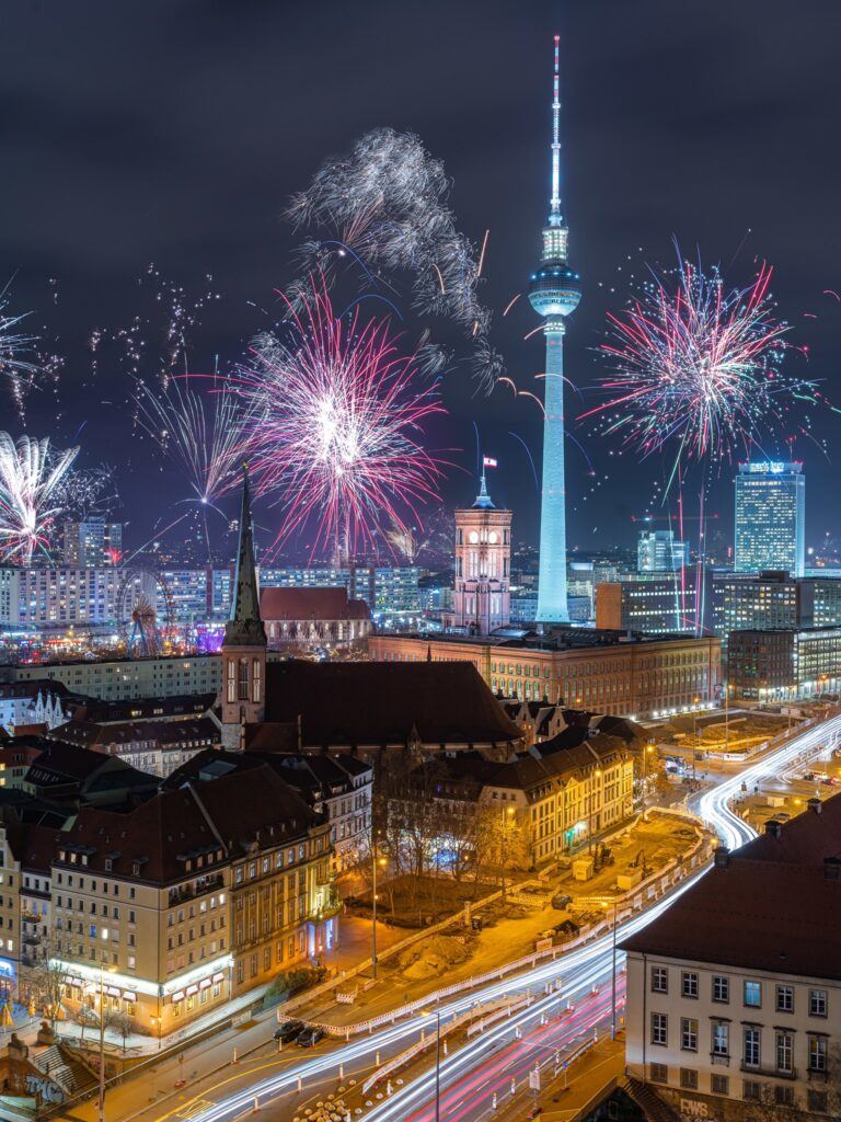 Celebrating New Year party Berlin, Germany