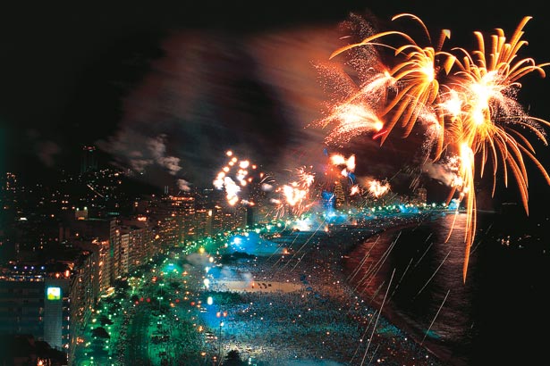 Celebrating New Year party Rio de Janeiro, Brazil